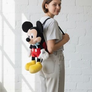 Disney Mickey Mouse Plush Back Pack w/ small coin purse adjustable straps